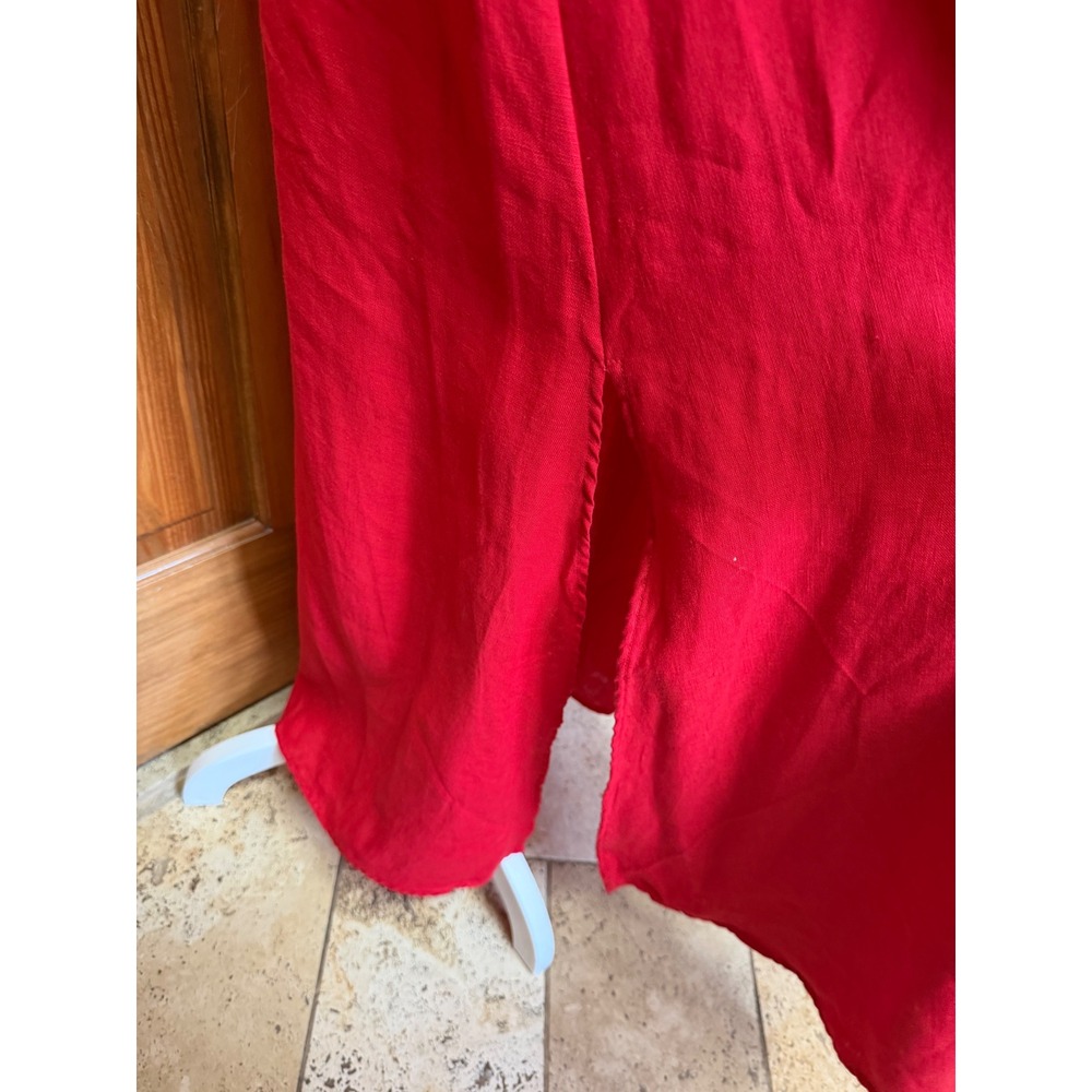 Farm Rio Red 3D Flower Euroflax Premium Linen Maxi Dress Large - Picture 4 of 16